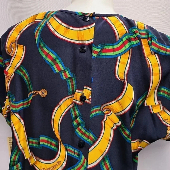 Vintage 100% Silk Equestrian Derby Novelty Print Top Scarf Set Navy Blue 8 - Picture 7 of 14